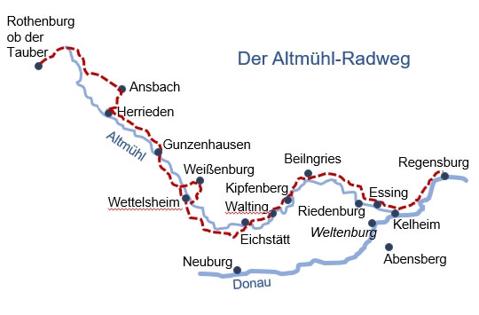 Karte Altmühltal-Radweg