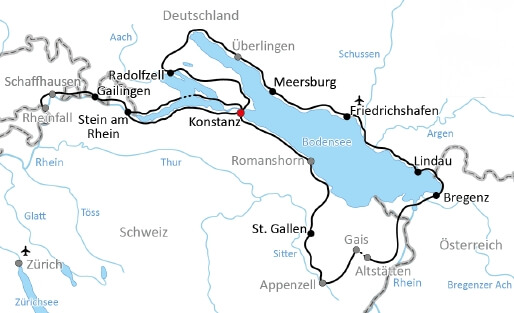 Karte Bodensee Bummlertour