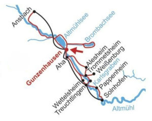 Karte zur Sternradtour im Altmühltal