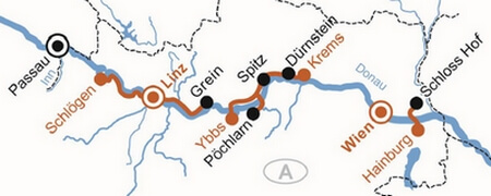 Karte Rad & Schiff mit MS Primadonna bis Wien