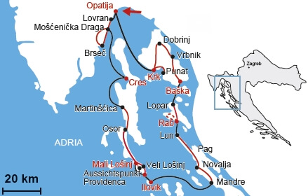 Karte Rad & Schiff Kvarner Bucht in Kroatien