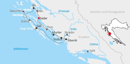 Karte Rad & Schiff Norddalmatien in Kroatien