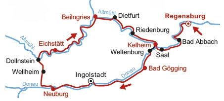 Karte Donau-Altmühl-Rundtour
