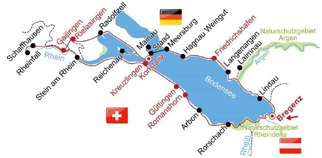 Karte Bodensee-Radreise Klassiktour ab Bregenz